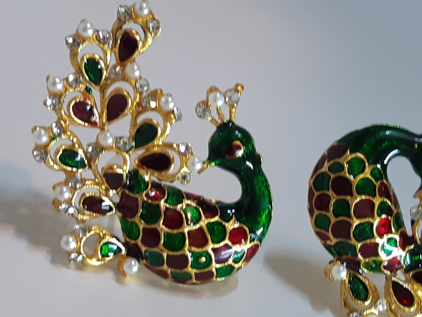 Dark Green Peacock Earrings - NATASHAHS