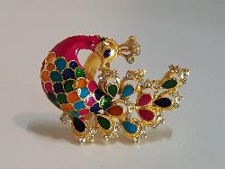 peacock shape meena multi-colored ring - NATASHAHS