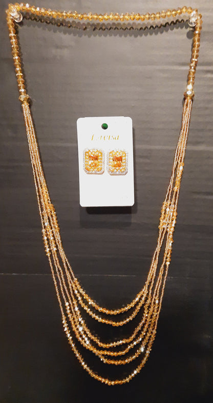 Crystal White stone Gold Plated Elegant Earrings with necklaces - NATASHAHS