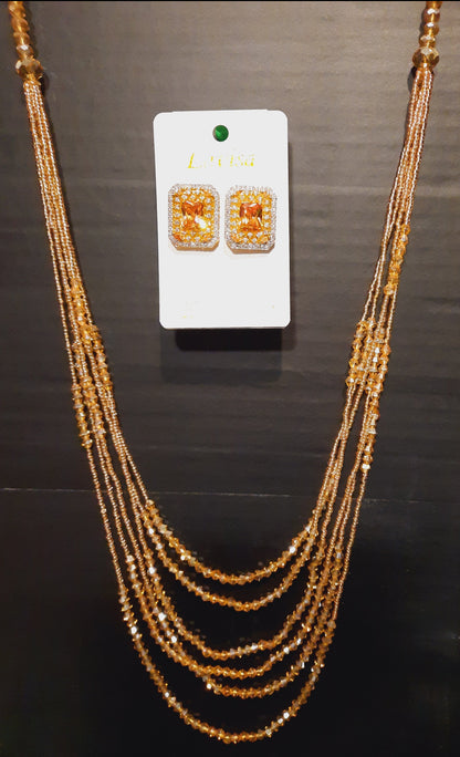 Crystal White stone Gold Plated Elegant Earrings with necklaces - NATASHAHS