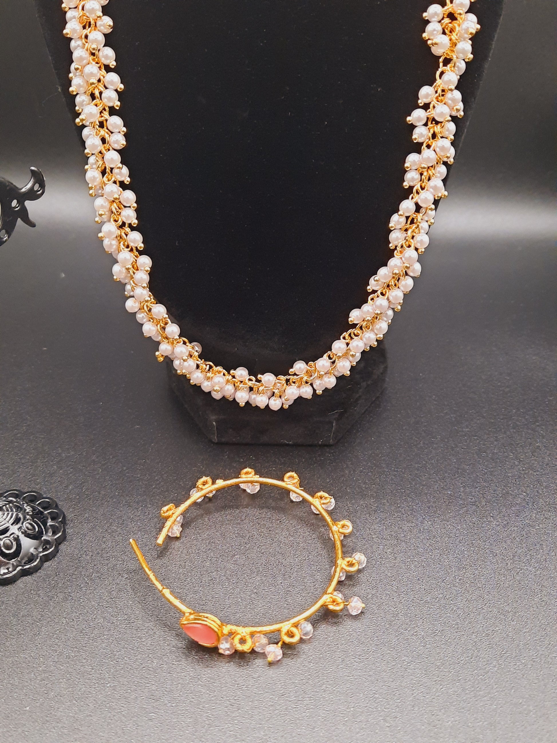 Hoop earrings with Pink semi-precious stones - NATASHAHS