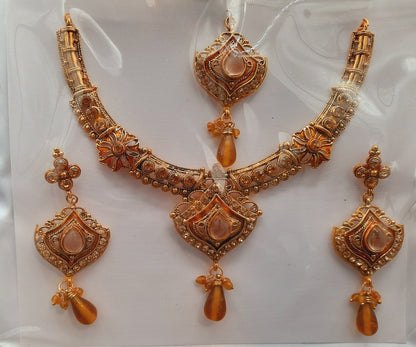 Indian Wedding party jewelry sets in golden base and meena color - NATASHAHS