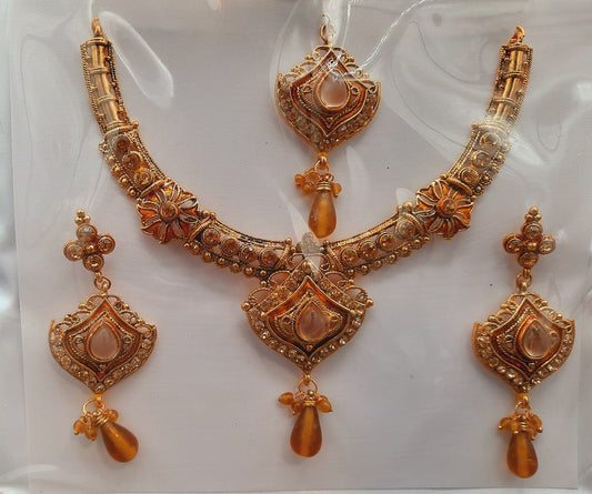 Indian Wedding party jewelry sets in golden base and meena color - NATASHAHS