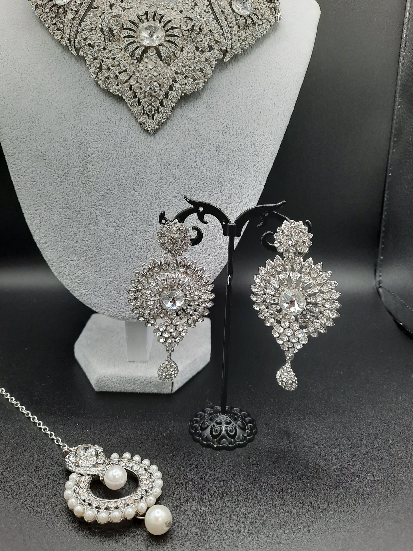 Silver zircon stones bridal jewelry set for wedding party - NATASHAHS