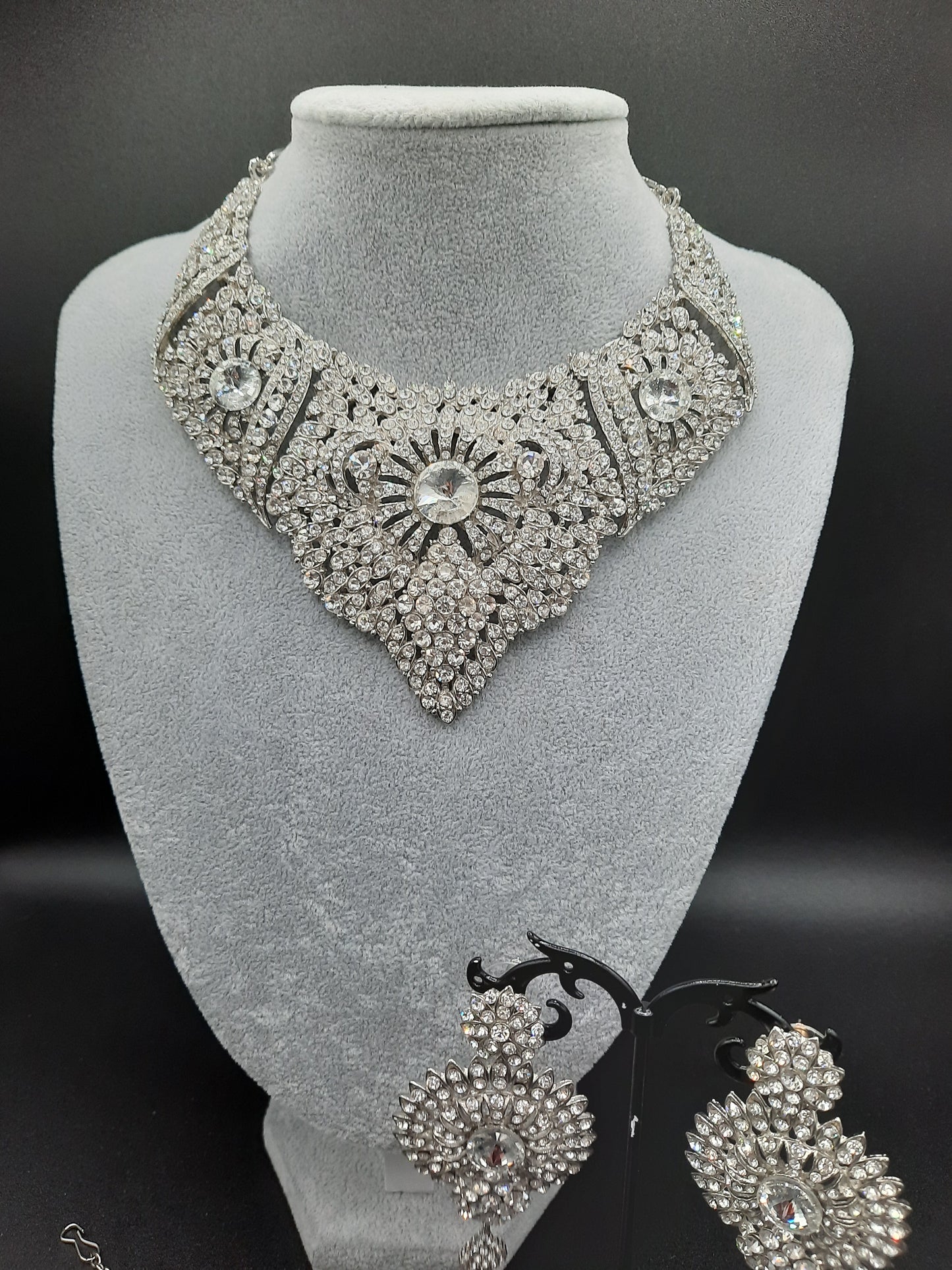 Silver zircon stones bridal jewelry set for wedding party - NATASHAHS