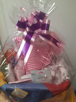 Baby shower gift basket for baby girl