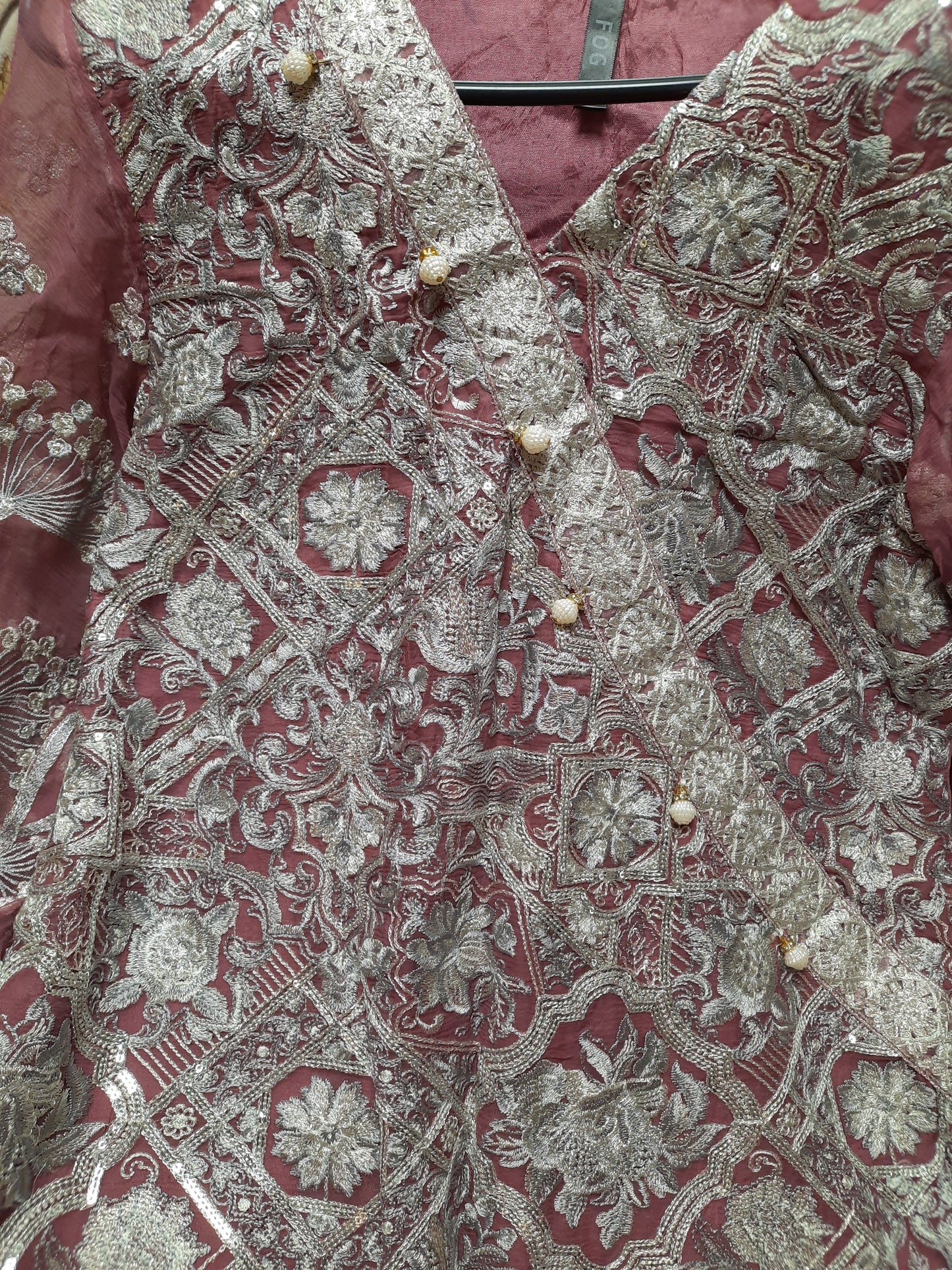 NEW stitched Light purple dress with silver embroidery