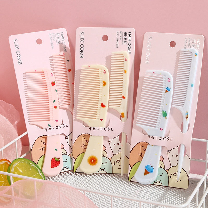 2pcs/set Cute Kids Hairdressing Comb Anti-static Pointed Tail Comb for Girls Strawberry Fruit  Hair Cmb Kids Hair Comb - NATASHAHS