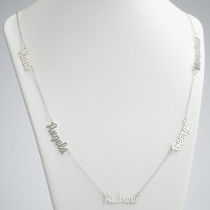5 Inscriptions Multiple Name Necklace in 18k gold plating - NATASHAHS