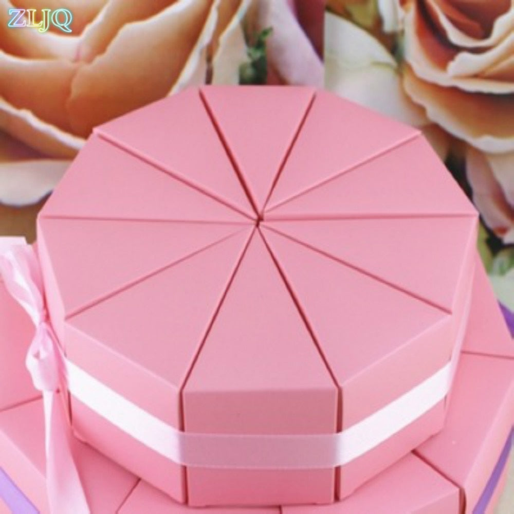 10pcs/lot Cake Style Bridemaid Gift Bag Wedding Candy Box Birthday Party Supplies christmas Baby Shower Gift Boxes 8D
