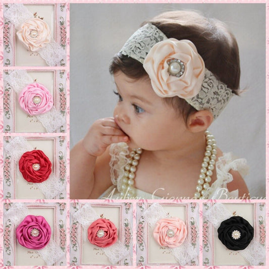 Baby Girl Headband Headwear Hairband Infant Newborn Gift Hair Accessory Clothes Princess Children Kids Toddler Pearl Floral Lace - NATASHAHS