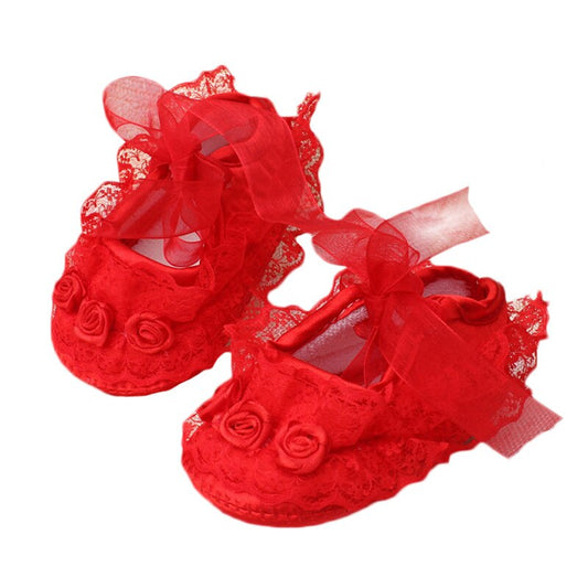 Baby Girl Shoes First Walkers Lace Floral Newborn Baby Shoes Princess Infant Toddler Baby Shoes for Girls Party - NATASHAHS