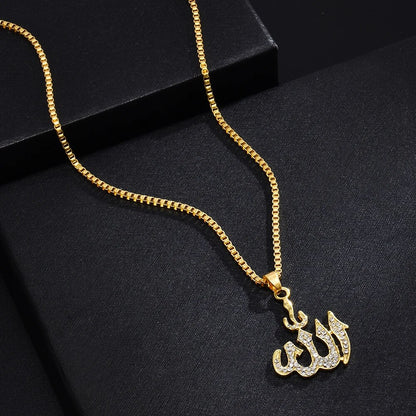 Crystal Pendant Necklace Gifts Sweater Chain Necklaces Best Gifts Allah Gold Plating Necklace Chain Simulated Anchor Islamic