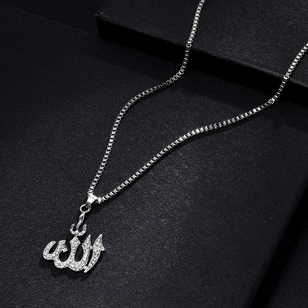 Crystal Pendant Necklace Gifts Sweater Chain Necklaces Best Gifts Allah Gold Plating Necklace Chain Simulated Anchor Islamic