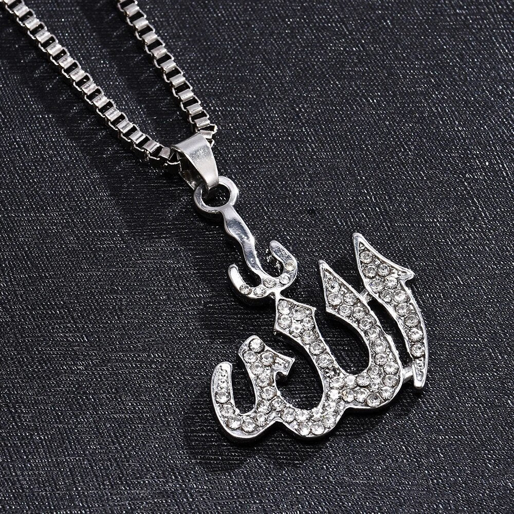 Crystal Pendant Necklace Gifts Sweater Chain Necklaces Best Gifts Allah Gold Plating Necklace Chain Simulated Anchor Islamic