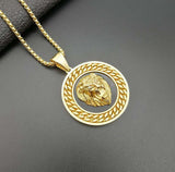 Fashion Personality Animal Lion Head Gold Color Personality Domineering Pendant Necklace for Men Trend Hip Hop Street Jewelry