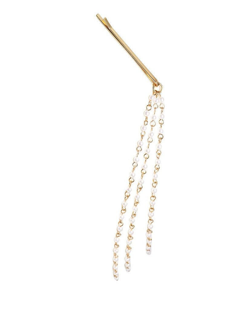 Hair Cuff Pin Clip 2 Combs Tassels Simulated Pearl Chains Head Band Fashion Party Wedding Accessories Hair Jewelry - NATASHAHS