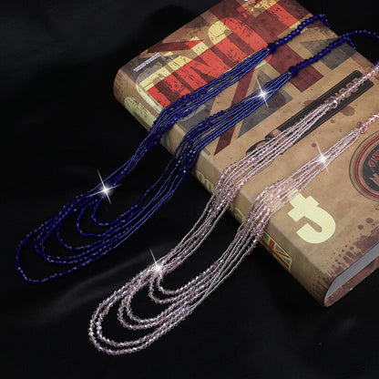 Crystal Beads Long Layers Sweater Chain for Women Graceful Strand Necklaces 2021 Summer New Lady Neck Jewelry Accessories