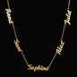 5 Inscriptions Multiple Name Necklace in 18k gold plating - NATASHAHS