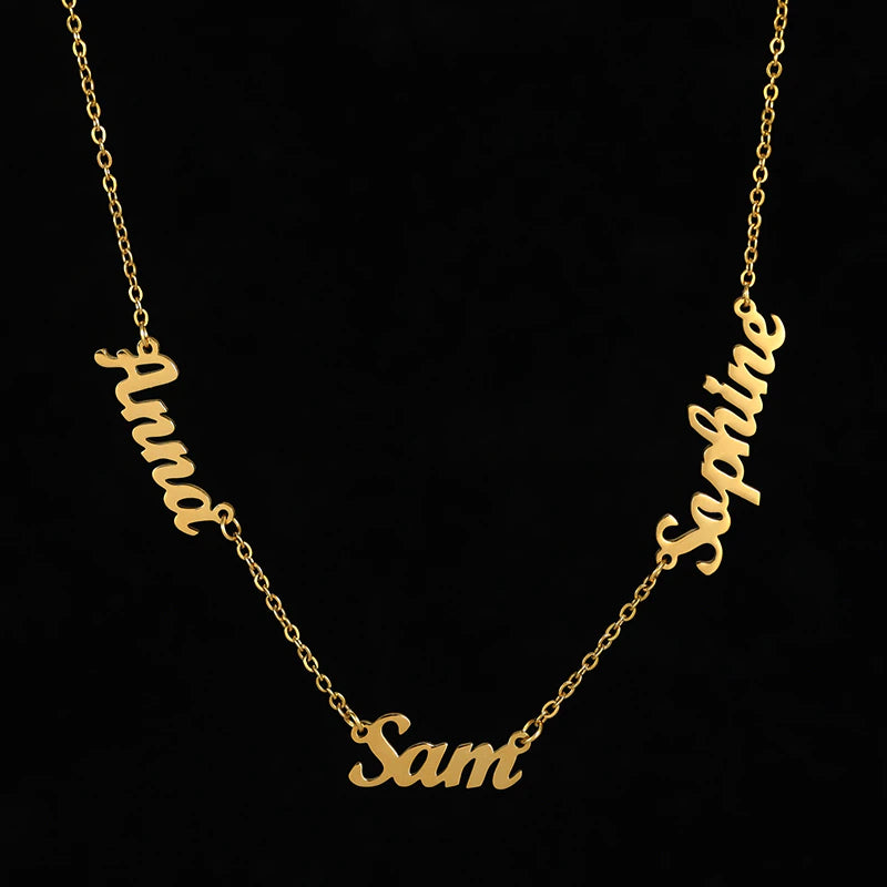 3 Inscriptions Multiple Name Necklace in 18k gold plating - NATASHAHS