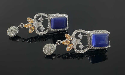 Red Big sized Earrings with silver base - NS-SLVCBG - NATASHAHS