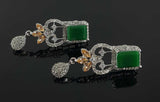 Red Big sized Earrings with silver base - NS-SLVCBG - NATASHAHS