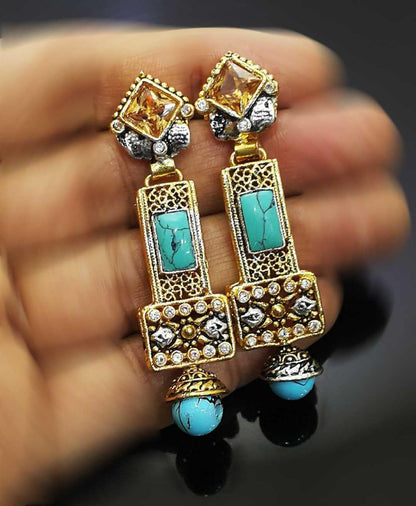 NATASHAHS EARRINGS WITH SILVER & GOLD & ZIRCONS - NATASHAHS
