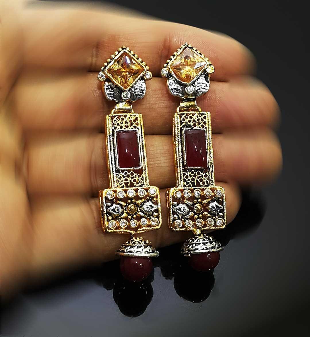 NATASHAHS EARRINGS WITH SILVER & GOLD & ZIRCONS - NATASHAHS