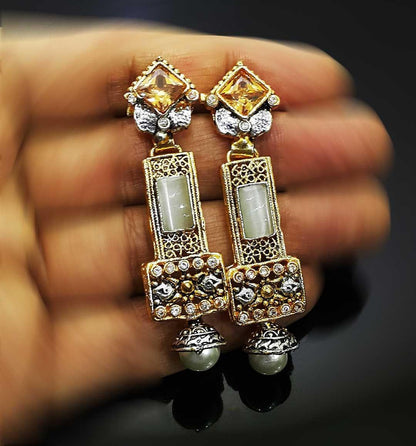 NATASHAHS EARRINGS WITH SILVER & GOLD & ZIRCONS - NATASHAHS