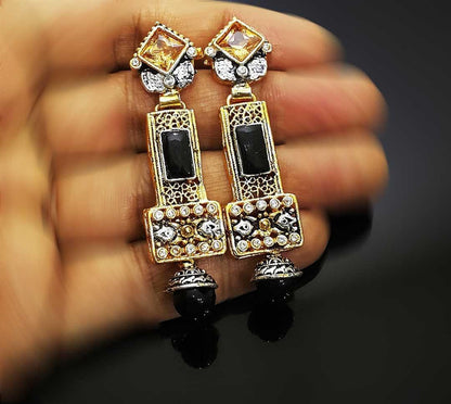 NATASHAHS EARRINGS WITH SILVER & GOLD & ZIRCONS - NATASHAHS