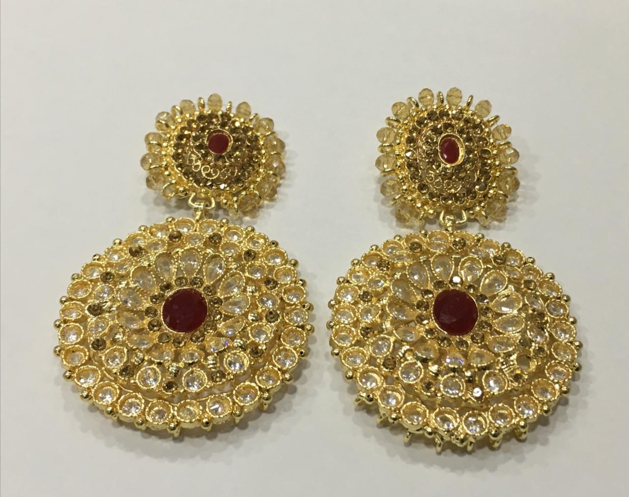 Round Pendulum gold-plated Big Earrings - NATASHAHS