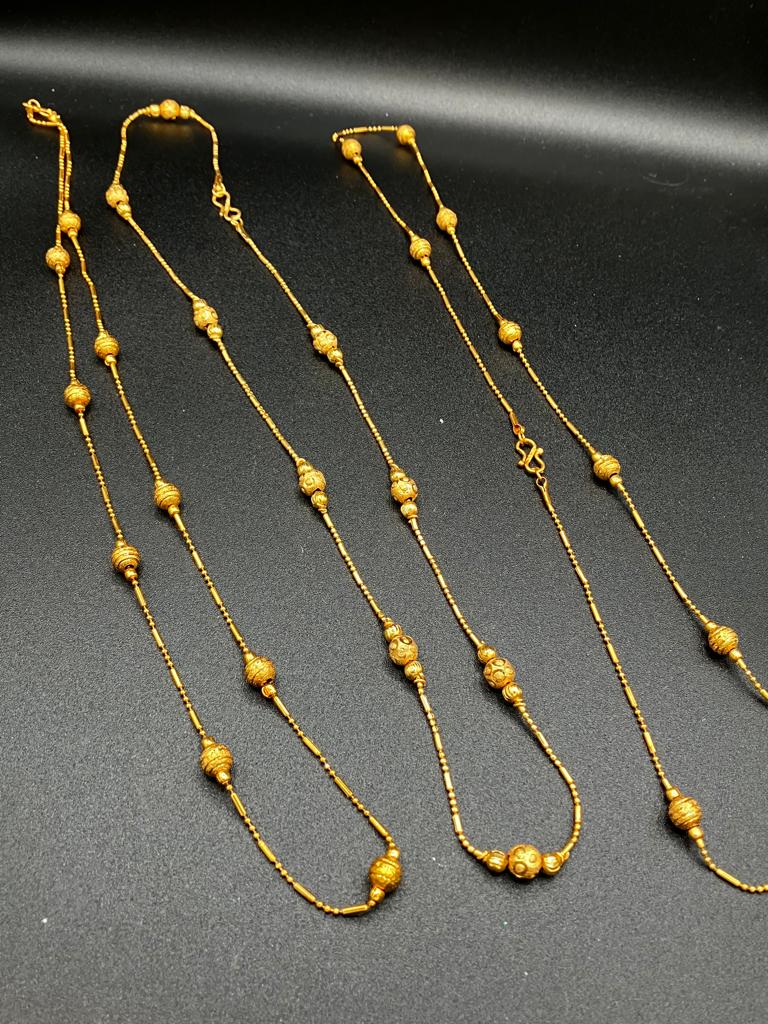 24k gold plated chain with gold plated round balls long lasting polish
