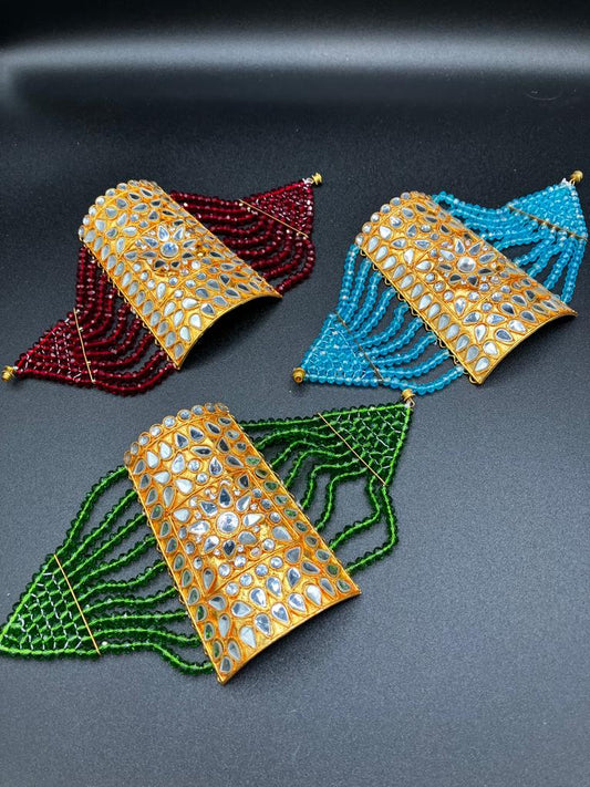 Egyptian style Rectange Gold Plated Bracelets with colored beads