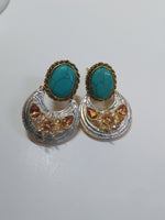 Sky Blue Half moon curve earrings - NATASHAHS