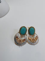 Sky Blue Half moon curve earrings - NATASHAHS