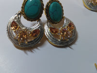 Sky Blue Half moon curve earrings - NATASHAHS