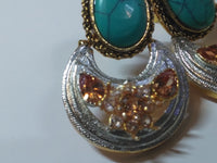 Sky Blue Half moon curve earrings - NATASHAHS
