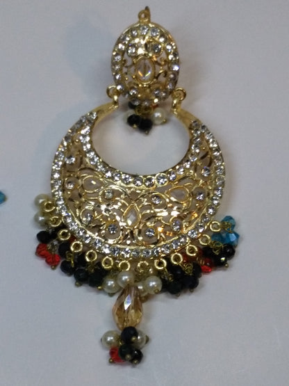 NATASHAH'S GOLDEN BASE ROUND EARRINGS IN BAALI STYLE - NATASHAHS