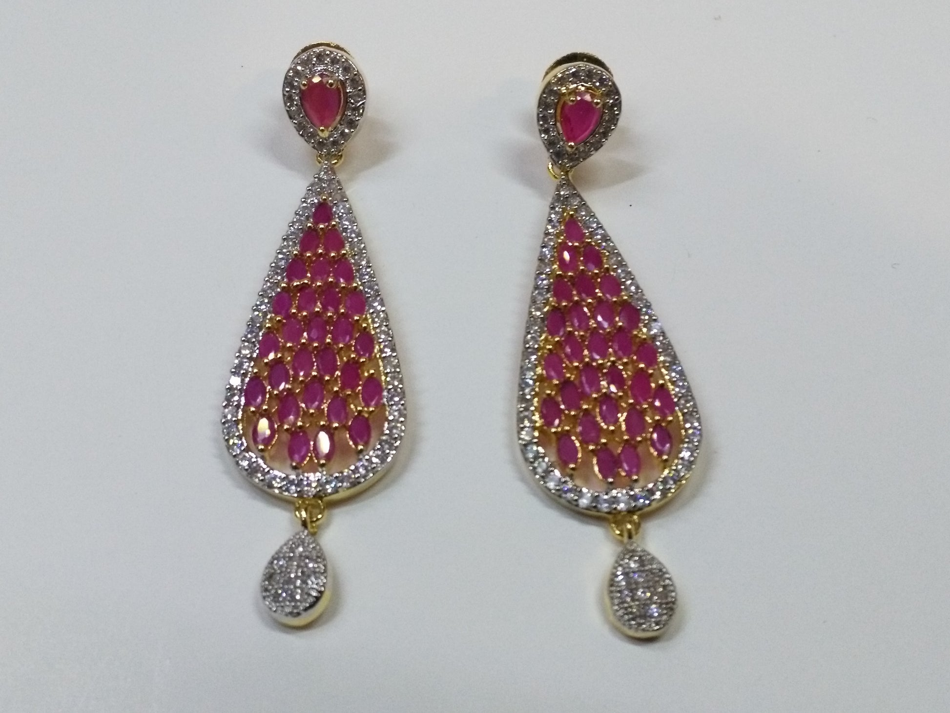 NATASHAH'S PINK ZIRCONS EARRINGS - NS0096 - NATASHAHS