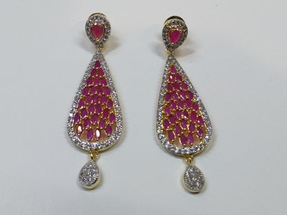 NATASHAH'S PINK ZIRCONS EARRINGS - NS0096 - NATASHAHS