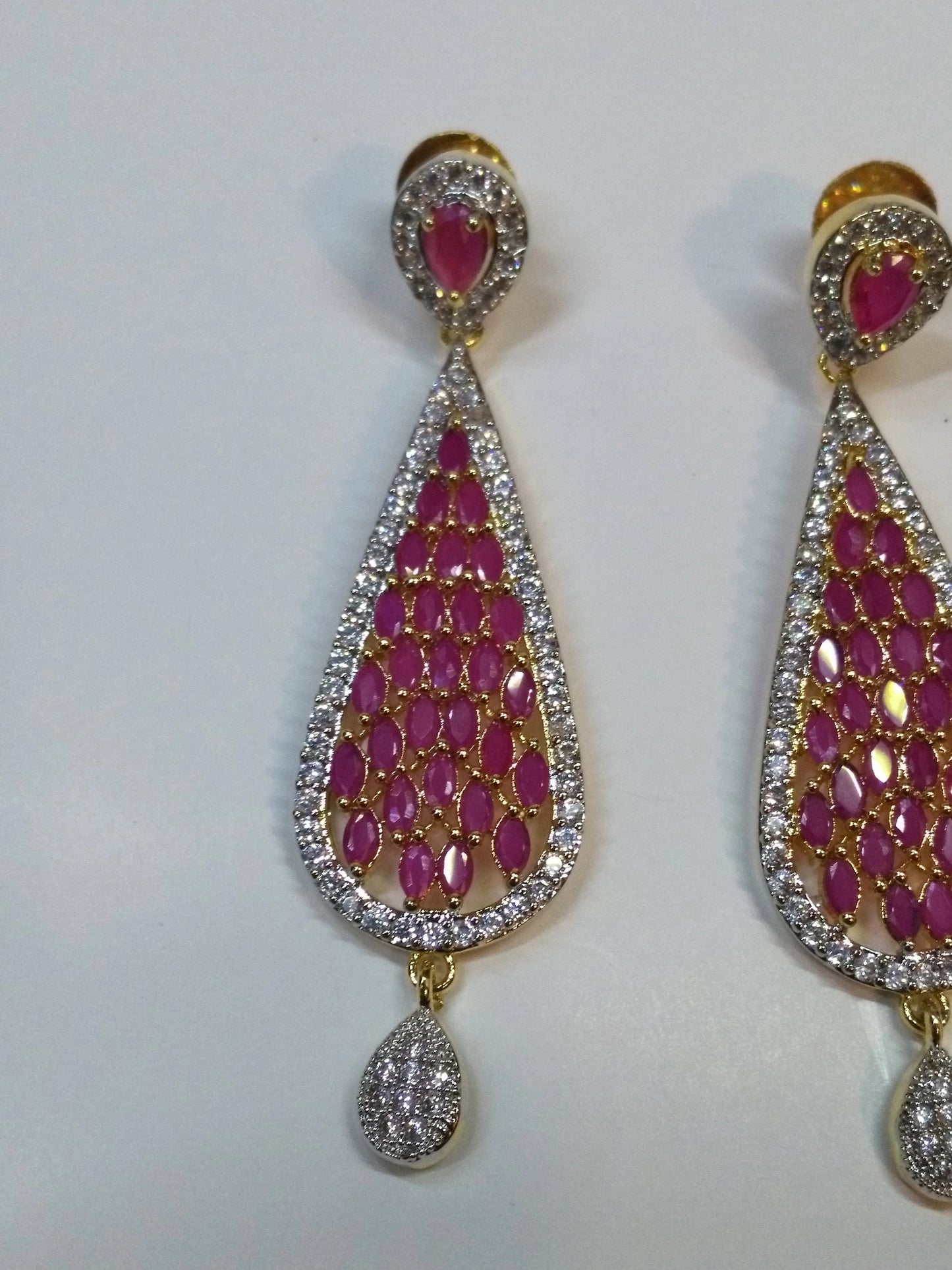 NATASHAH'S PINK ZIRCONS EARRINGS - NS0096 - NATASHAHS