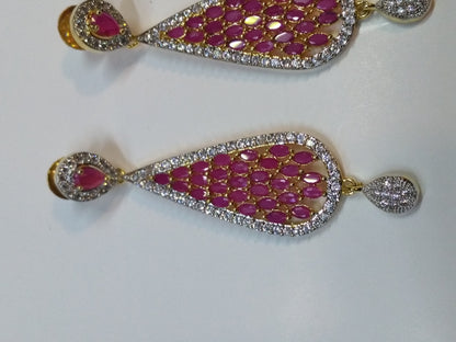 NATASHAH'S PINK ZIRCONS EARRINGS - NS0096 - NATASHAHS