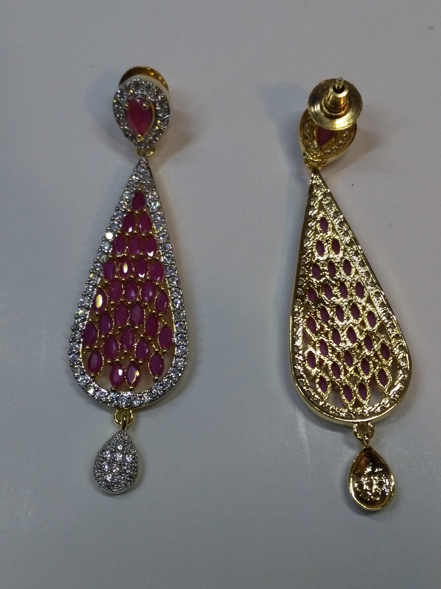 NATASHAH'S PINK ZIRCONS EARRINGS - NS0096 - NATASHAHS