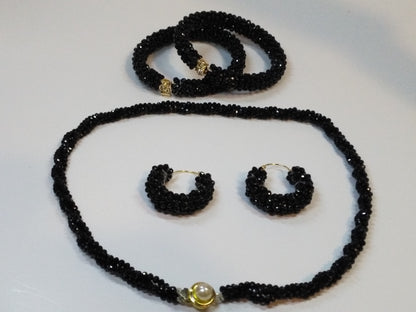 Elegant Style Black pearl set for Office ladies by Natashahs - NATASHAHS