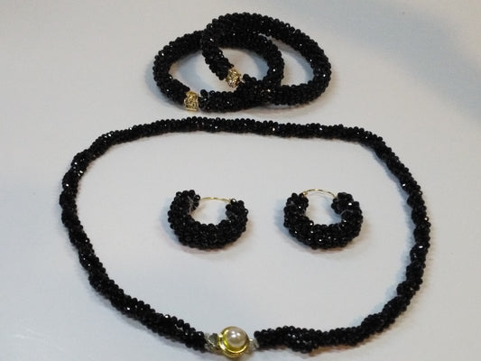 Elegant Style Black pearl set for Office ladies by Natashahs - NATASHAHS