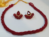 Light Blue colored crystal beads necklace & earrings set - NATASHAHS