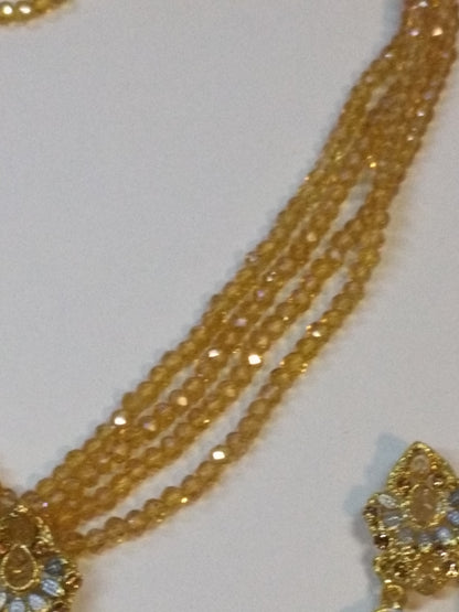Trapezoid champagne Crystal Earrings & Pendant Set - NATASHAHS