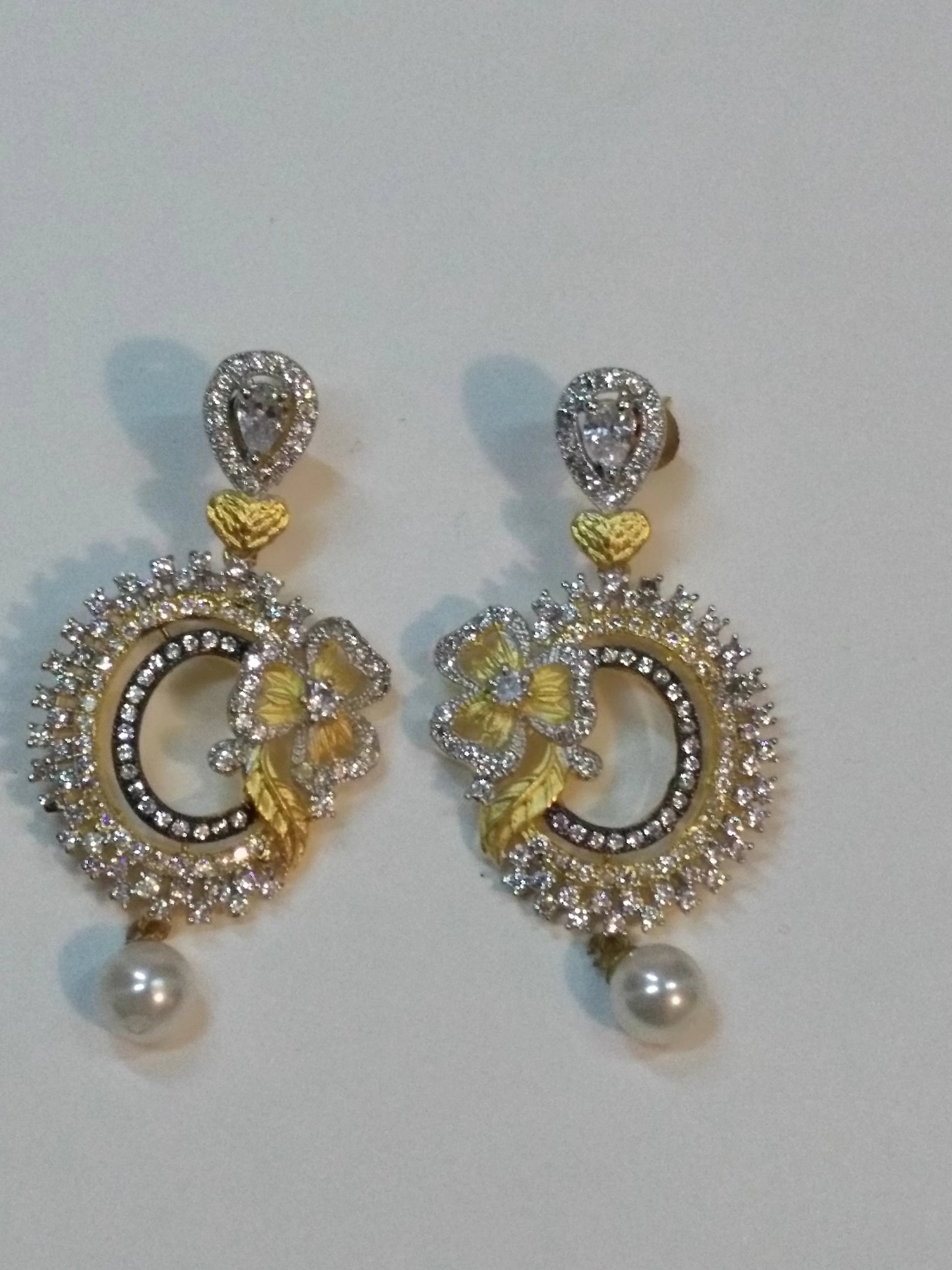 Baubles & Bells Earrings with white stones & zircons - NATASHAHS