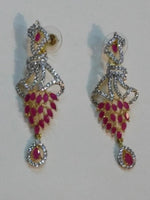 Inverted feather style champagne stones earrings - NATASHAHS