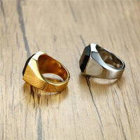 New Male Punk Rock Smooth 316L Stainless Steel Cubic Zircon Ring For Men Hip Hop Party Male Wedding Jewelry